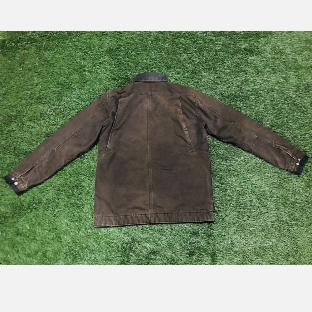 RARE Carhartt Vintage Leather Patch Jacket - Brown Men's S - Picture 4 of 10